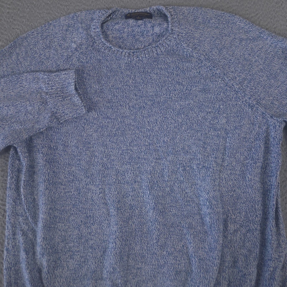 Brooks Brothers Sweater Mens Large Blue Marl Supima Cotton Raglan Crewneck Knit